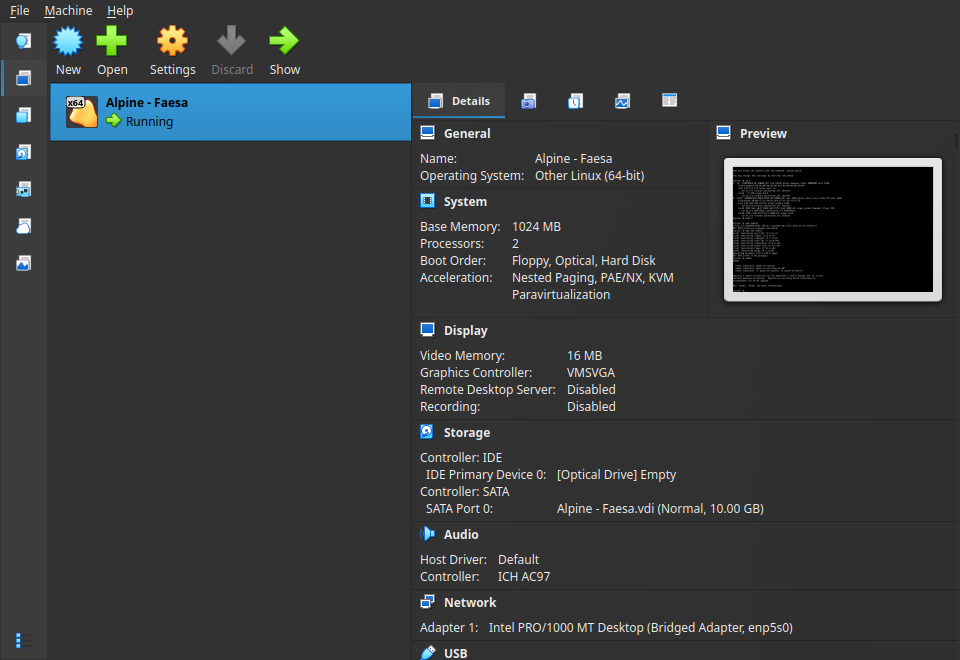 Arquivo da máquina virtual Alpine Faesa