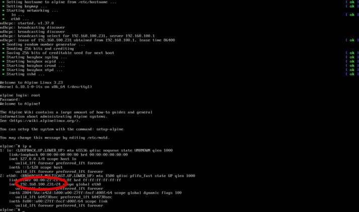 Comando ip a mostrando o endereço de rede