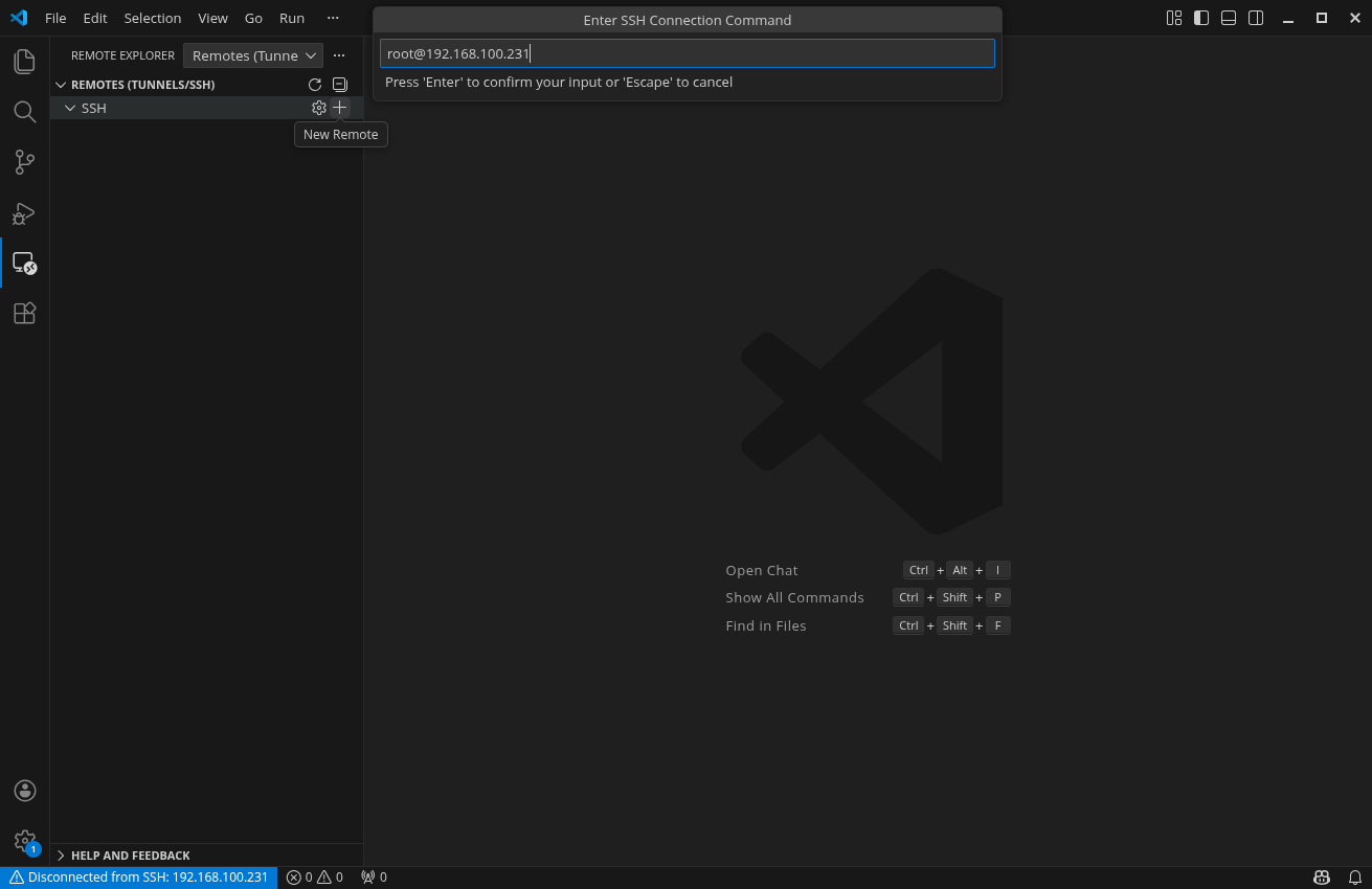 Adicionando conexão SSH no VS Code